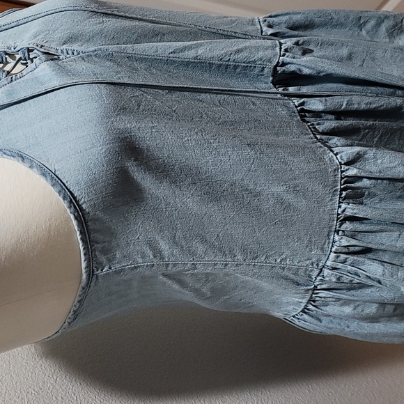 COPY - LOVE STITCH TANK TOP CRISS CROSS SLEEVELESS HIGH NECK BLUE WOMENS MEDIUM… - Picture 4 of 12